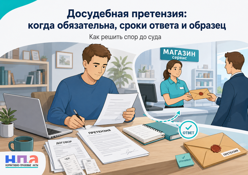 Досудебная претензия когда обязательна, сроки ответа и образец