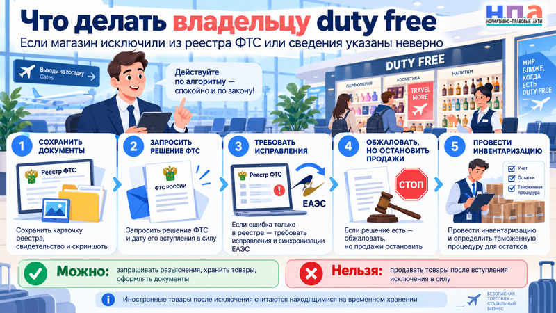 Duty free ошибочно исключили из реестра ФТС