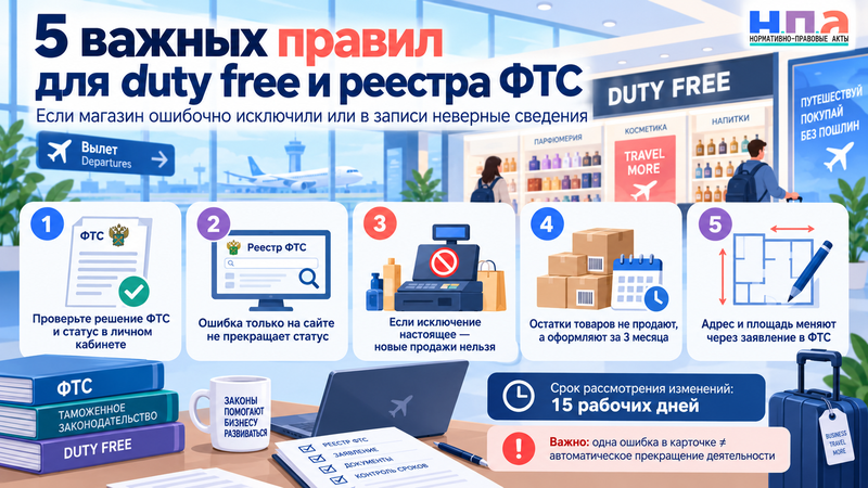 Duty free ошибочно исключили из реестра ФТС