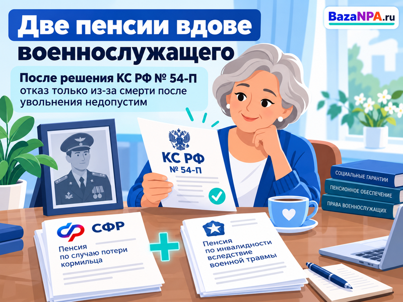 Две пенсии вдове военнослужащего после решения КС РФ 22 сентября 2026 года