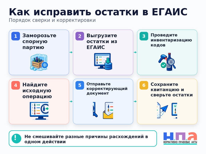 ЕГАИС показывает ошибочные остатки алкоголя
