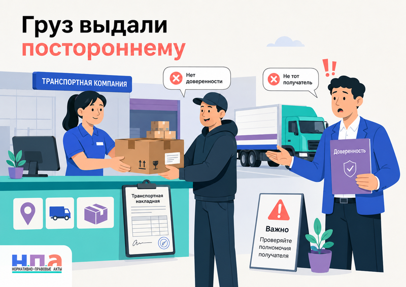 Экспедитор или транспортная компания выдали коммерческий груз человеку без доверенности и полномочий получателя