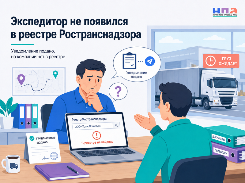 Экспедитор подал уведомление, но не появился в реестре Ространснадзора можно ли работать и кто возмещает потери в 2026 году
