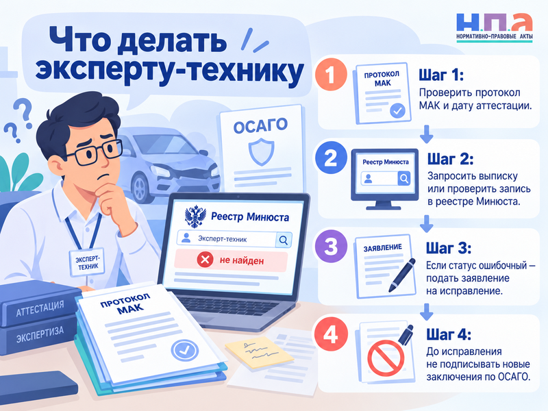 Эксперт-техник отсутствует в реестре Минюста
