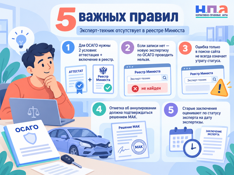 Эксперт-техник отсутствует в реестре Минюста