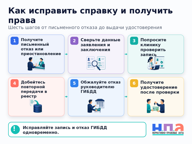 Электронная медицинская справка водителя не появилась в базе, и ГИБДД отказывает в выдаче или замене прав
