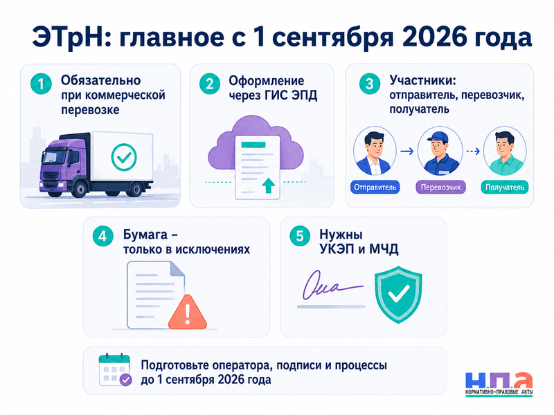 Электронная транспортная накладная с 1 сентября 2026 года кому обязательна и как оформить