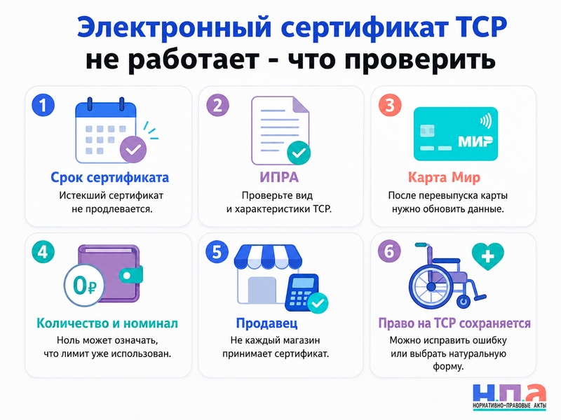 Электронный сертификат на ТСР не работает или показывает нулевой остаток как получить изделие
