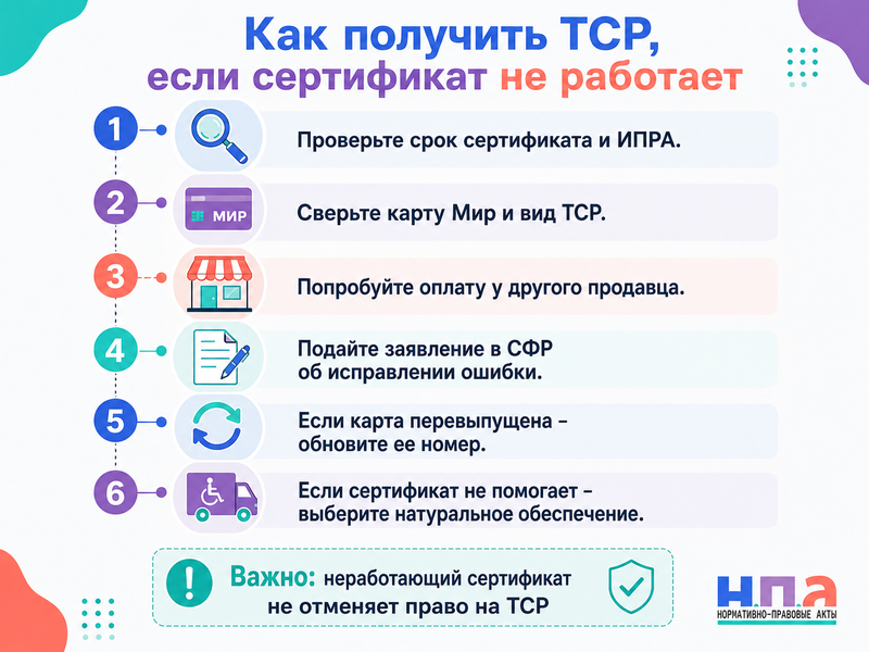 Электронный сертификат на ТСР не работает или показывает нулевой остаток как получить изделие
