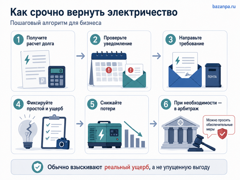 Энергосбыт отключил электричество бизнесу из-за спорного долга как срочно восстановить подачу и взыскать убытки