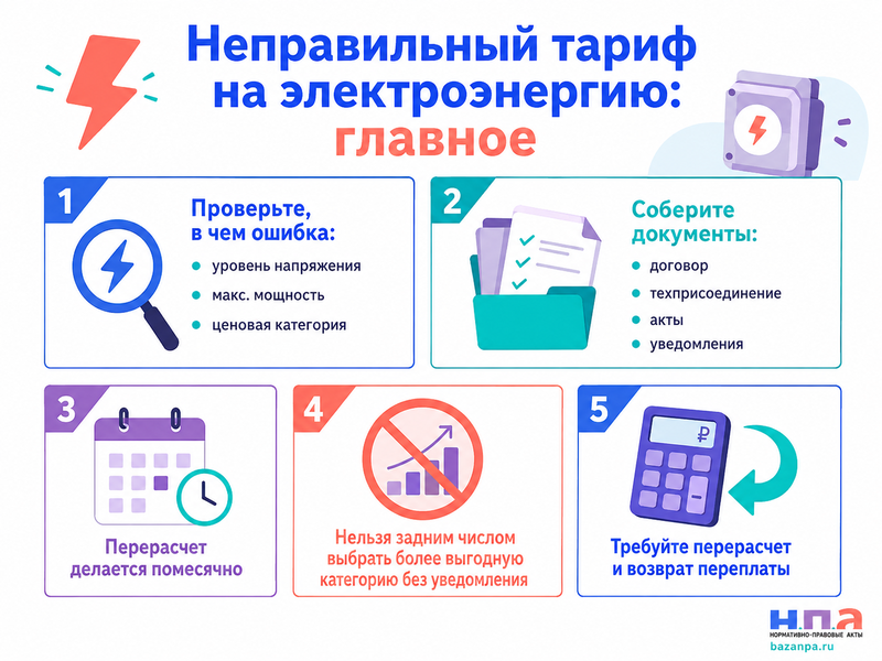 Энергосбытовая компания применила неправильный тариф как бизнесу пересчитать оплату за электроэнергию