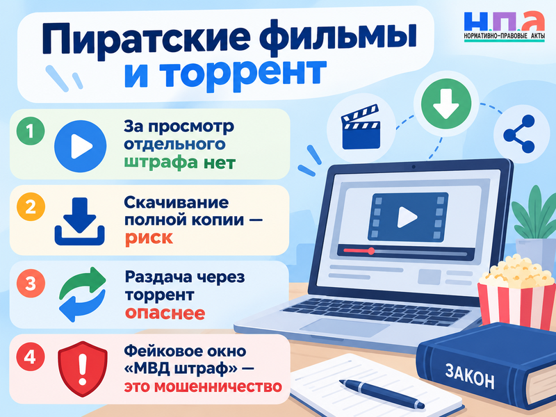 Есть ли штраф за просмотр пиратских фильмов и скачивание с торрента