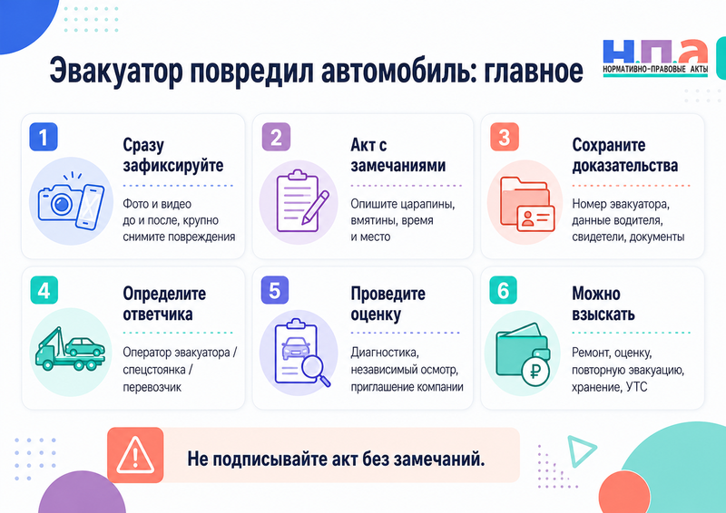 Эвакуатор повредил автомобиль при погрузке, перевозке или выгрузке фиксация ущерба и взыскание ремонта