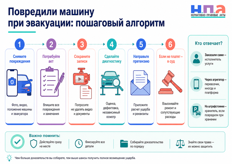 Эвакуатор повредил автомобиль при погрузке, перевозке или выгрузке фиксация ущерба и взыскание ремонта