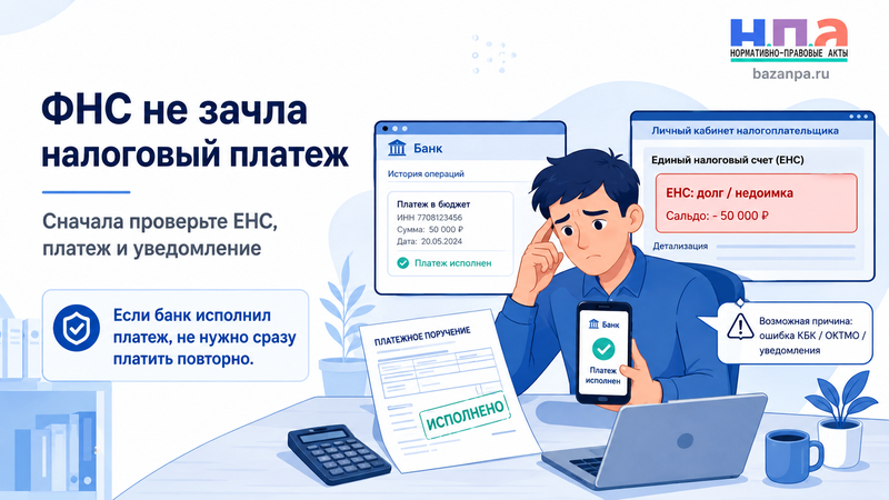 ФНС неправильно зачла налоговый платеж как разыскать деньги и обнулить недоимку в 2026 году
