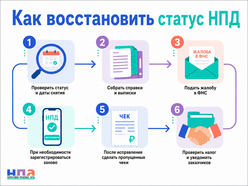 ФНС ошибочно сняла самозанятого с НПД как восстановить статус и исправить чеки