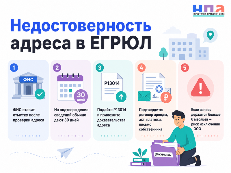 ФНС внесла в ЕГРЮЛ отметку о недостоверности адреса компании как удалить запись и не допустить исключения ООО