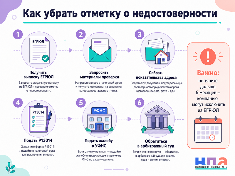 ФНС внесла запись о недостоверности адреса компании: как подтвердить адрес и исправить ЕГРЮЛ