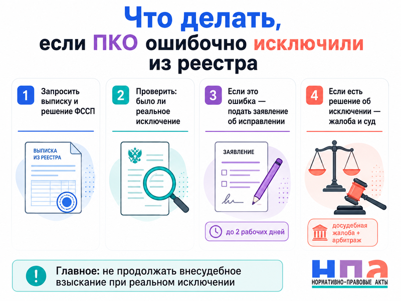 ФССП ошибочно исключила коллекторскую организацию из реестра или указала неправильный статус как восстановить запись и продолжить взыскание