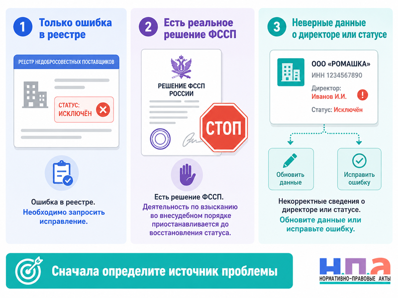 ФССП ошибочно исключила коллекторскую организацию из реестра или указала неправильный статус как восстановить запись и продолжить взыскание