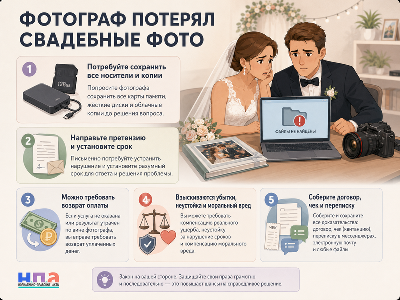 Фотограф потерял свадебные фотографии или не передал готовый материал