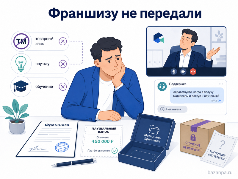 Франчайзер получил паушальный взнос, но не передал товарный знак, ноу-хау, обучение или поддержку бизнеса