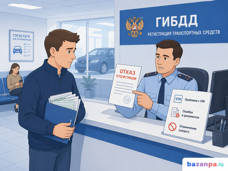 ГИБДД отказала в регистрации автомобиля причины отказа, исправление документов и жалоба