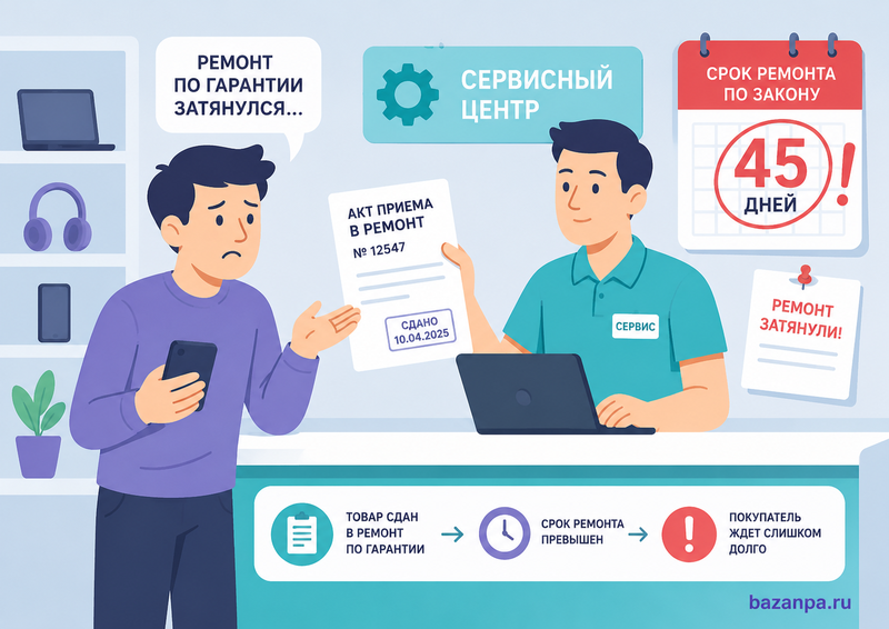 Гарантийный ремонт затянули: сроки, подменный товар и требование вернуть деньги