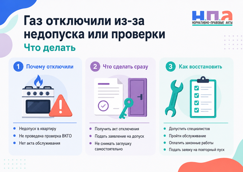 Газ отключили из-за недопуска в квартиру или непроведенной проверки как восстановить подачу