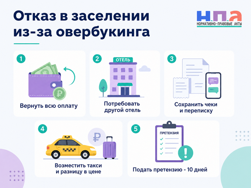 Гостиница отказала в заселении из-за овербукинга: как вернуть деньги и дополнительные расходы в 2026 году