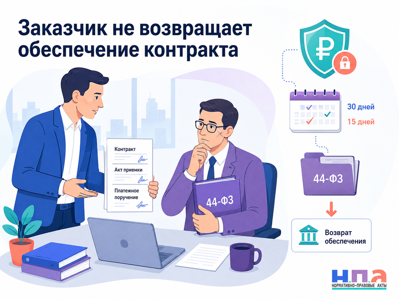 Государственный заказчик не возвращает обеспечение исполнения контракта после приемки и оплаты