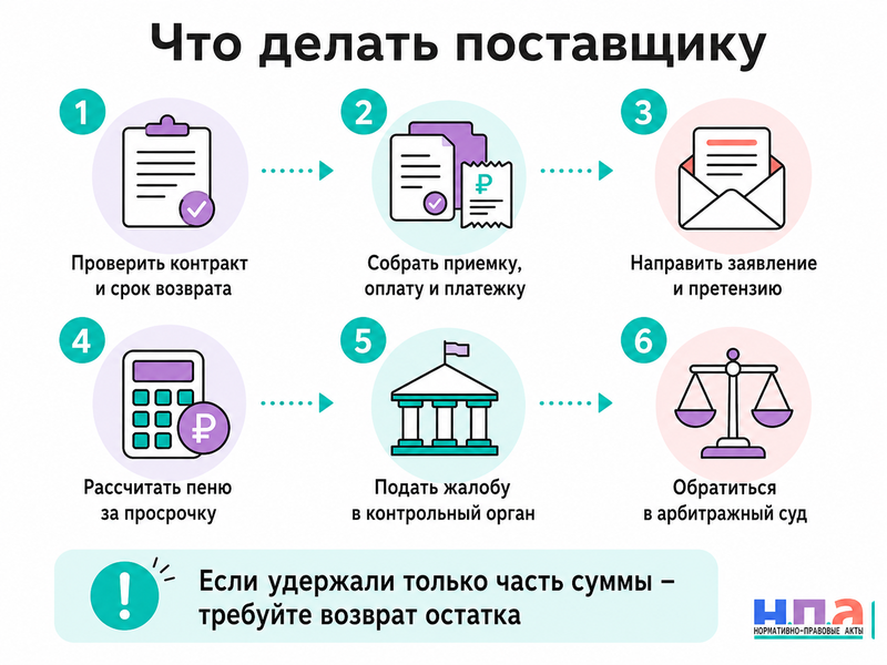 Государственный заказчик не возвращает обеспечение исполнения контракта после приемки и оплаты