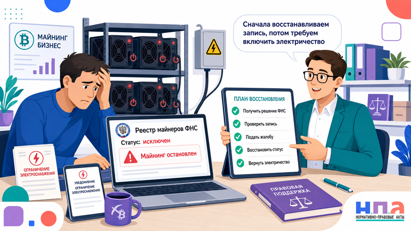 ИП или компания отсутствует в реестре майнеров ФНС