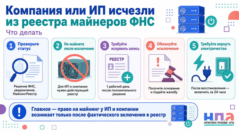 ИП или компания отсутствует в реестре майнеров ФНС