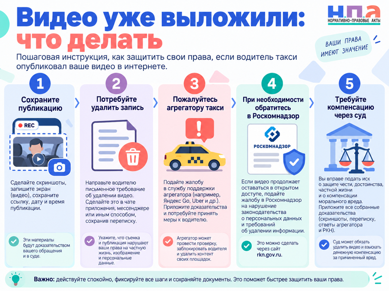 Имеет ли право таксист снимать пассажира и выкладывать видео