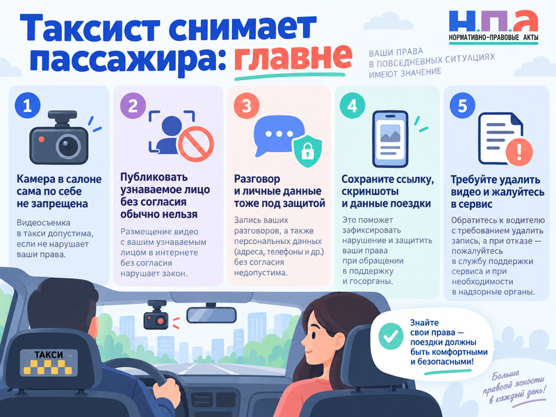 Имеет ли право таксист снимать пассажира и выкладывать видео