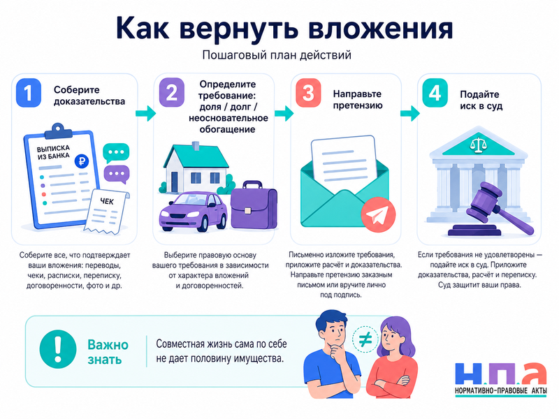 Имущество в гражданском браке квартира, автомобиль, бизнес и возврат вложений