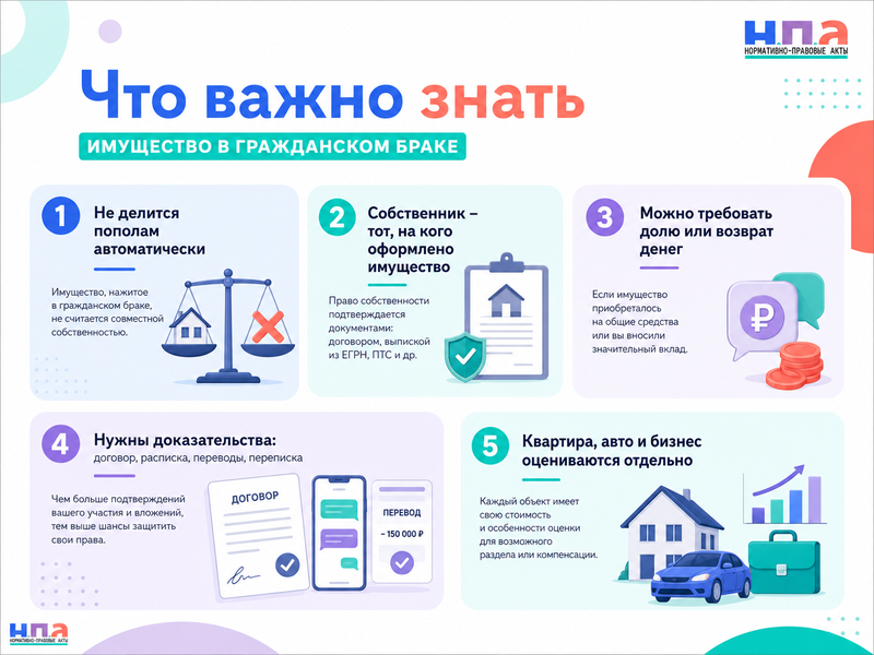 Имущество в гражданском браке квартира, автомобиль, бизнес и возврат вложений