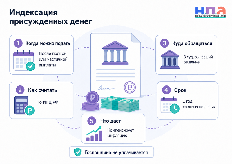 Индексация присужденных судом денег как взыскать компенсацию за длительное исполнение решения