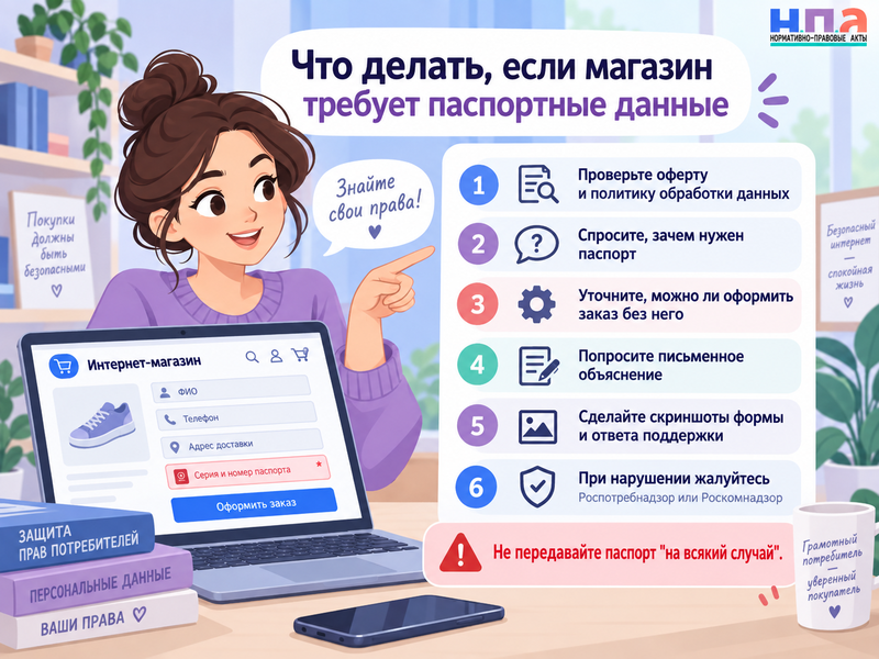 Интернет-магазин требует паспортные данные при заказе законно ли это