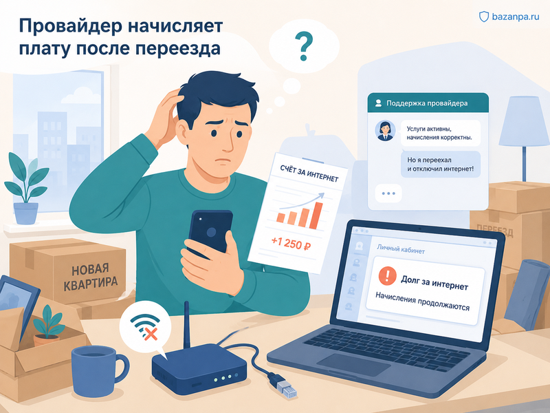 Интернет-провайдер продолжает начислять плату после переезда или отключения интернета расторжение договора и списание долга
