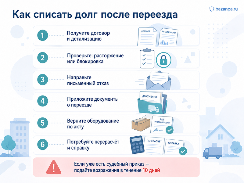 Интернет-провайдер продолжает начислять плату после переезда или отключения интернета расторжение договора и списание долга
