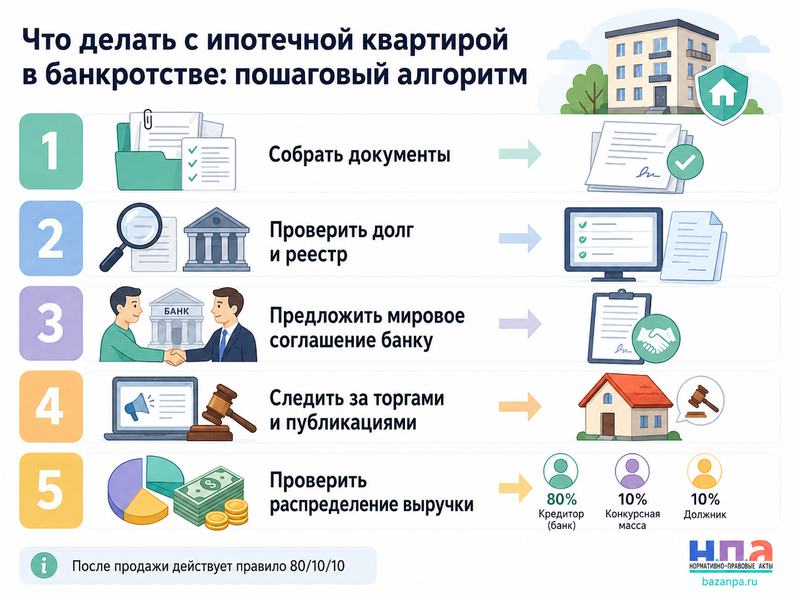 Ипотечная квартира при банкротстве в 2026 году: продадут ли единственное жилье и как распределят деньги