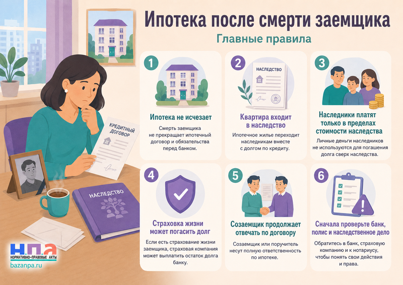 Ипотека после смерти заемщика: кто продолжает платить кредит, что будет с квартирой и как работает страховка