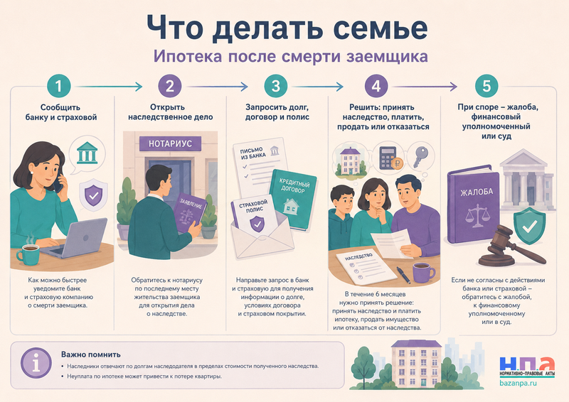 Ипотека после смерти заемщика: кто продолжает платить кредит, что будет с квартирой и как работает страховка