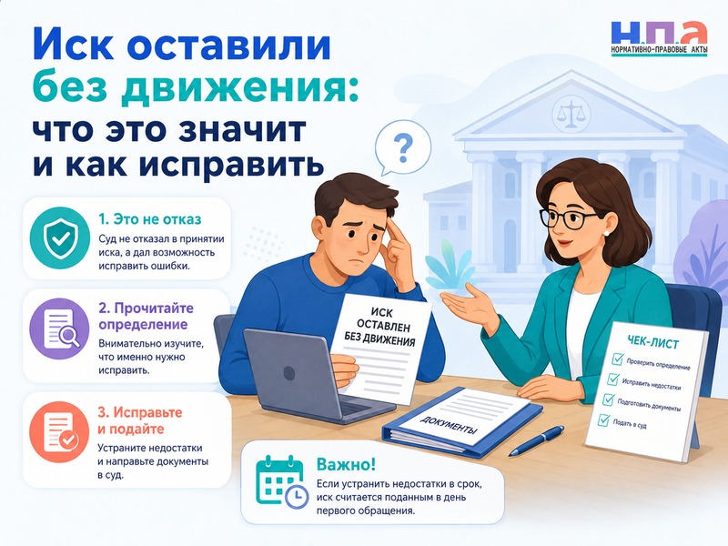 Иск оставили без движения: что это значит и как исправить