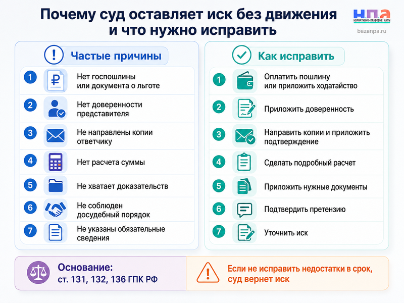 Иск оставили без движения: что это значит и как исправить