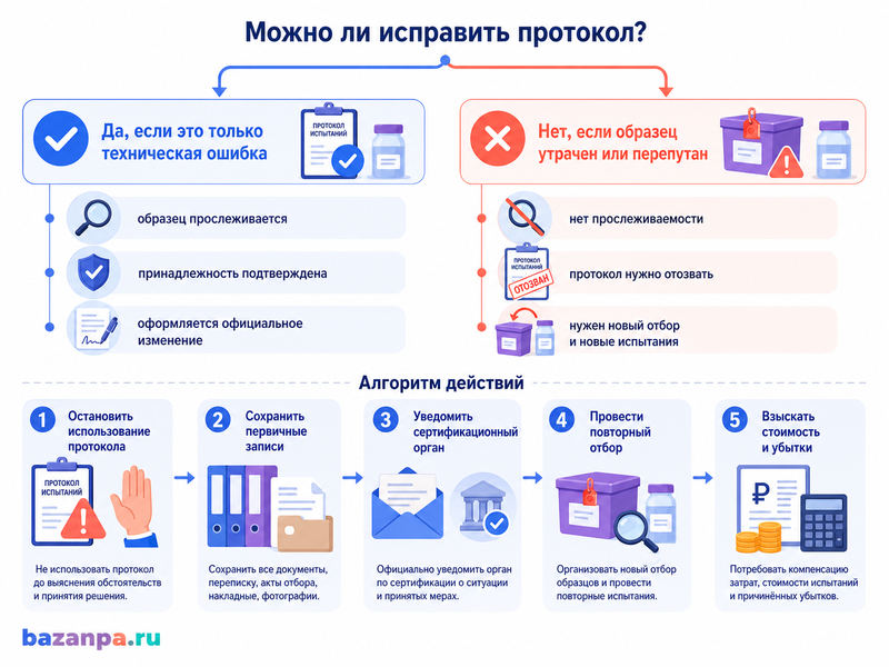 Испытательная лаборатория потеряла образцы продукции, перепутала их или выдала протокол испытаний на другой товар