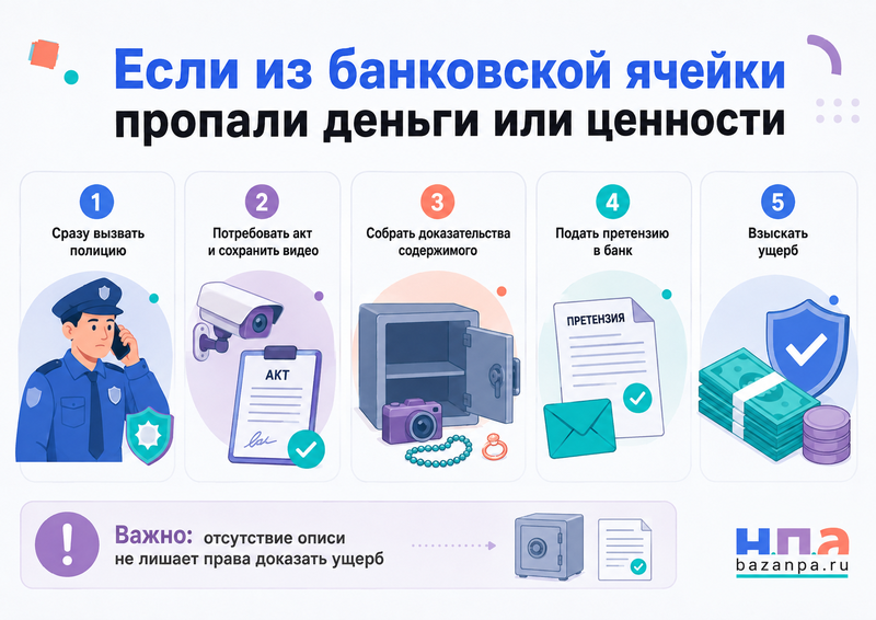 Из банковской ячейки пропали деньги, документы или ценности