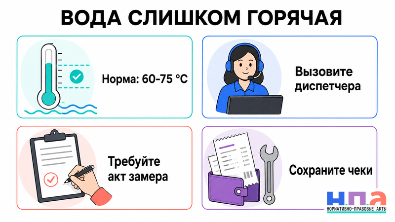 Из крана идет слишком горячая вода и причиняет ущерб